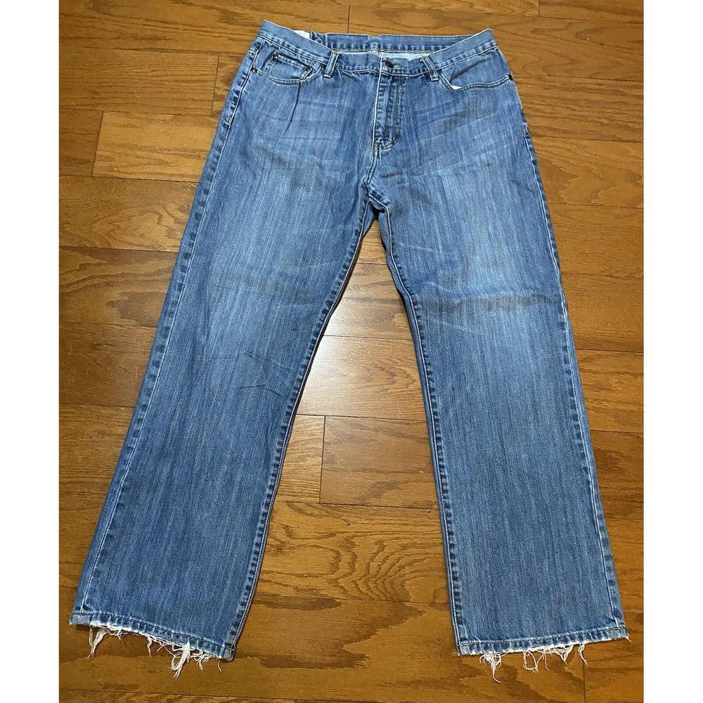 Lacoste Devanlay Straight Leg Jeans Mens 33x30 Dark Blue Denim F4902 Distress